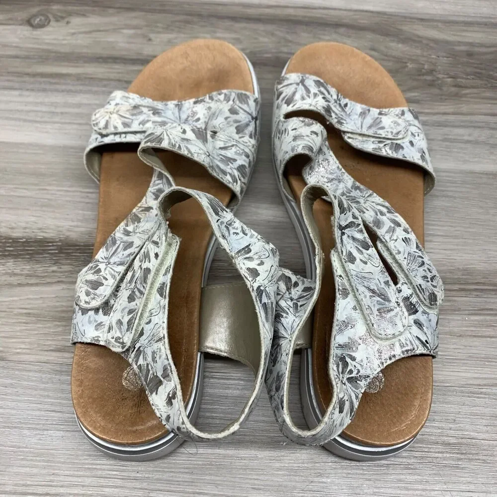 Remonte Soft Metallic Silver‎ Wedge Sandals Womens Size 41 US 10